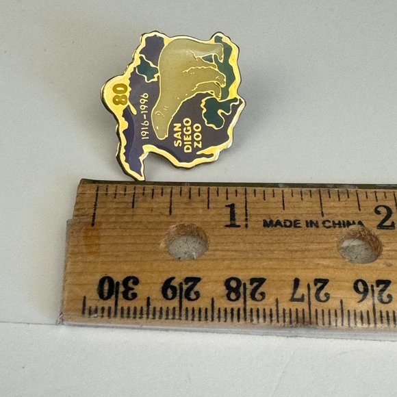 Vtg 1996 80 year Anniversary San Diego Zoo Enamel Pin Polar Bear Purple Gold - Picture 3 of 9
